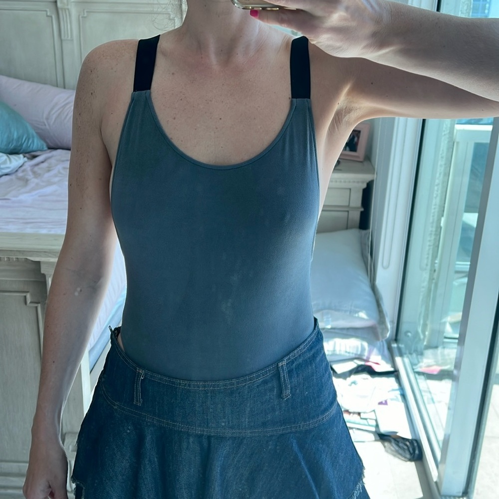 Only Hearts size small gray with black elastic straps bodysuit